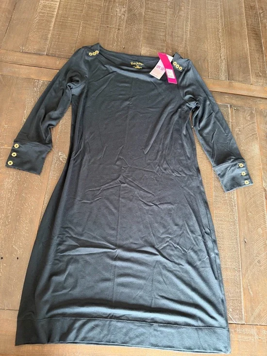 Lilly Pulitzer Black Sophie Dress with Gold Shoulder Buttons XS NWT - Picture 3 of 10